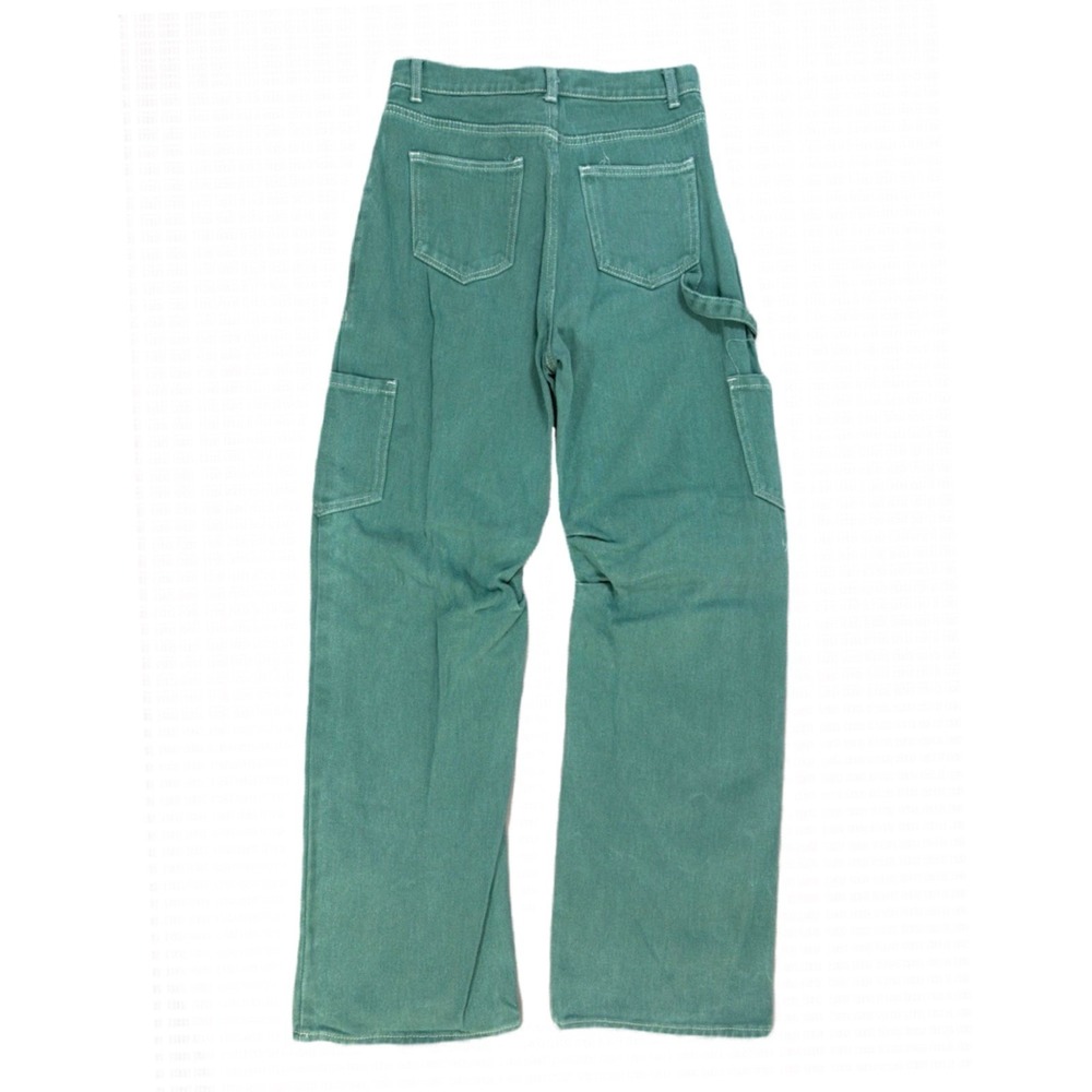 Lioness Womens High-Rise Wide Leg Baggy Cargo Green Denim Jeans XS 27x30 - Picture 8 of 16